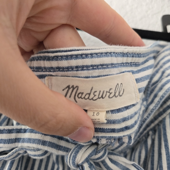 Madewell 10 Palisade Button Front Midi Skirt Blue Stripe - Picture 5 of 6